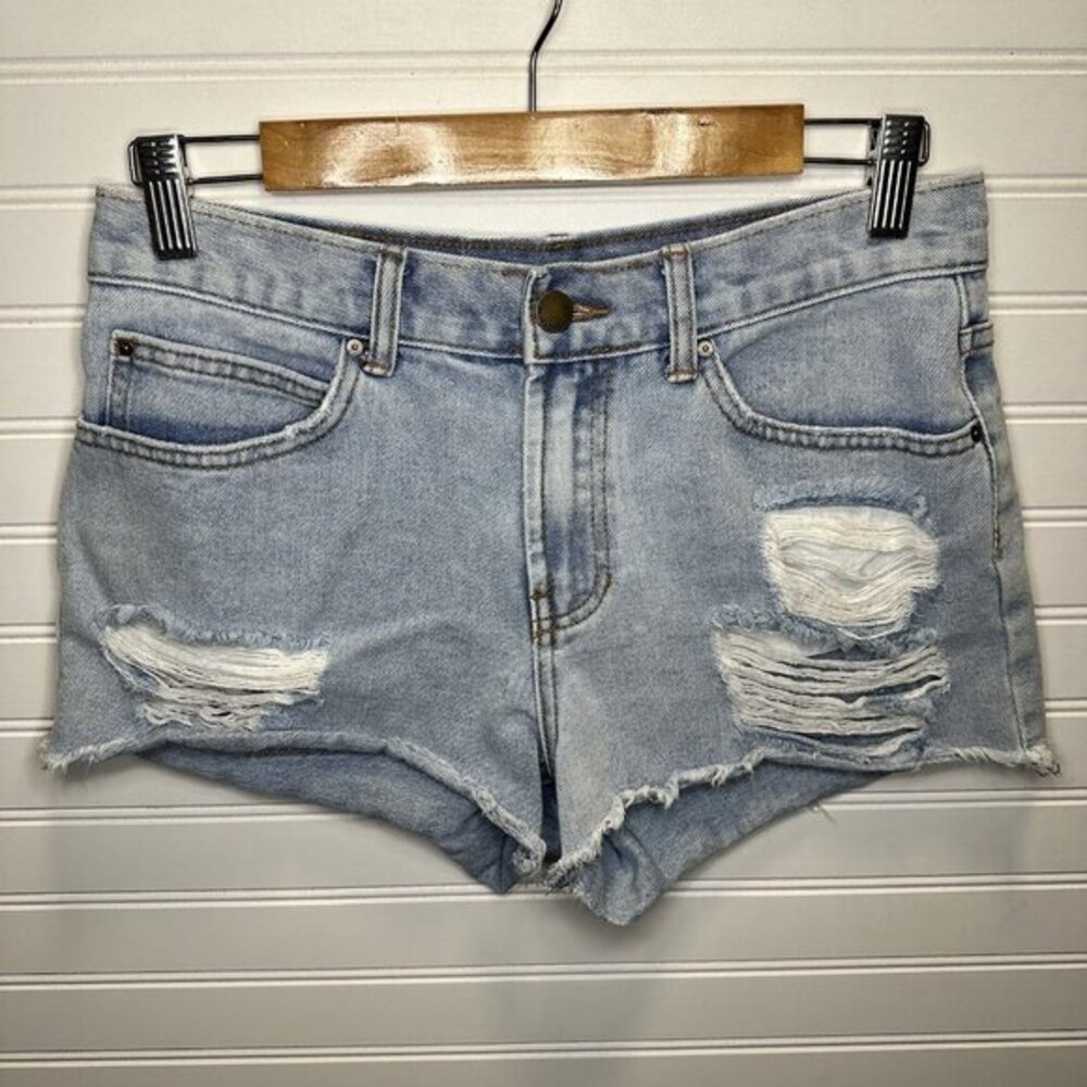 Billabong Women's 27 Light Wash Distressed Denim Shorts Cut Off Beachy Boho